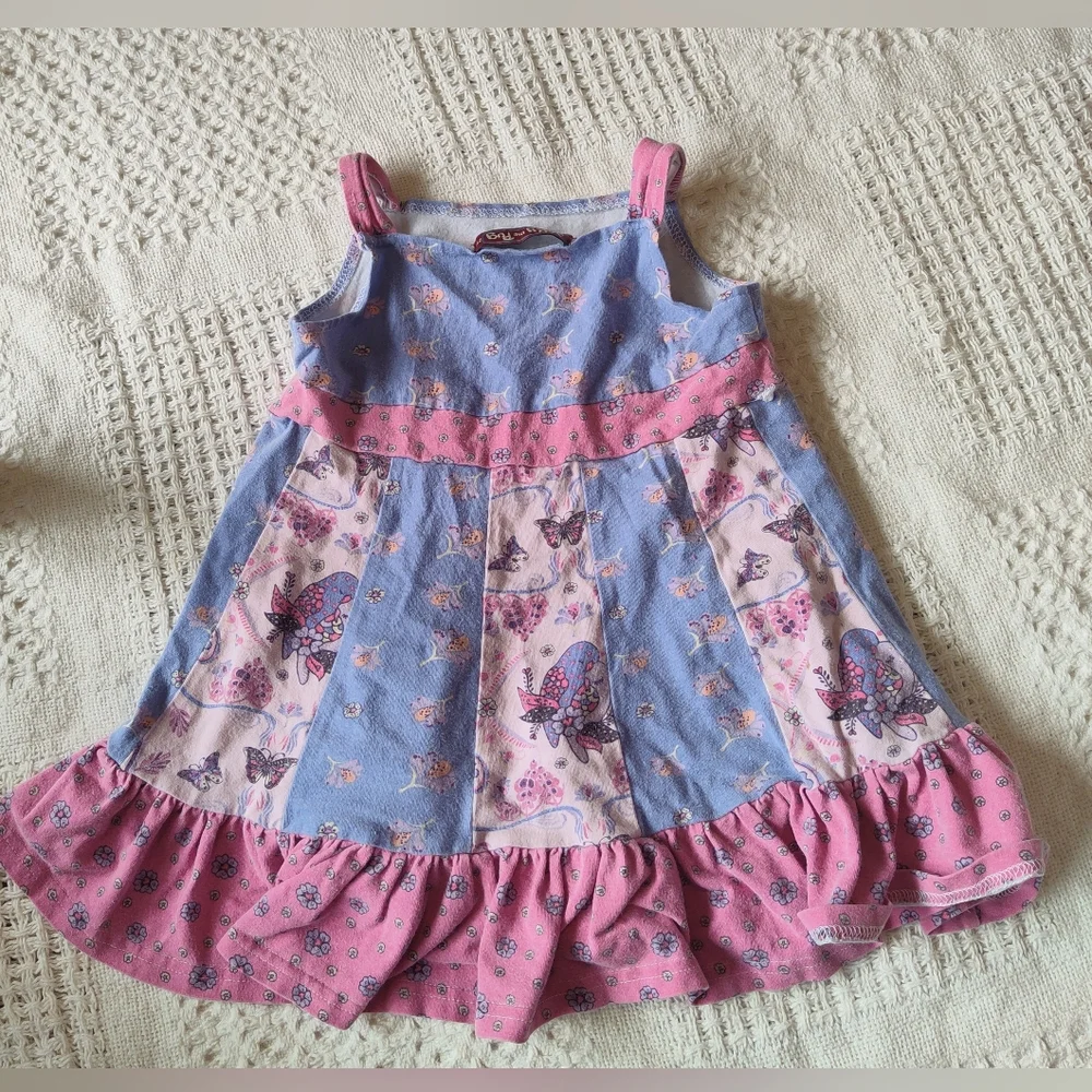 Jelly the Pug Dress Size 2t Sleeveless Butterflies Lovebirds Pink Purple… - Picture 2 of 8